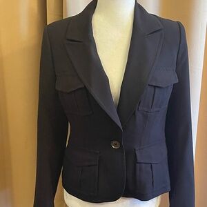 Tracy Reece New York Black 4 Pocket, One Button Blazer Jacket. Size 4